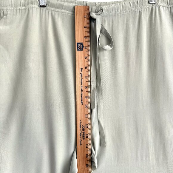 Gala Wide Leg High Rise 100% Silk Satin Pants Womens S Green Neutral - Picture 8 of 10